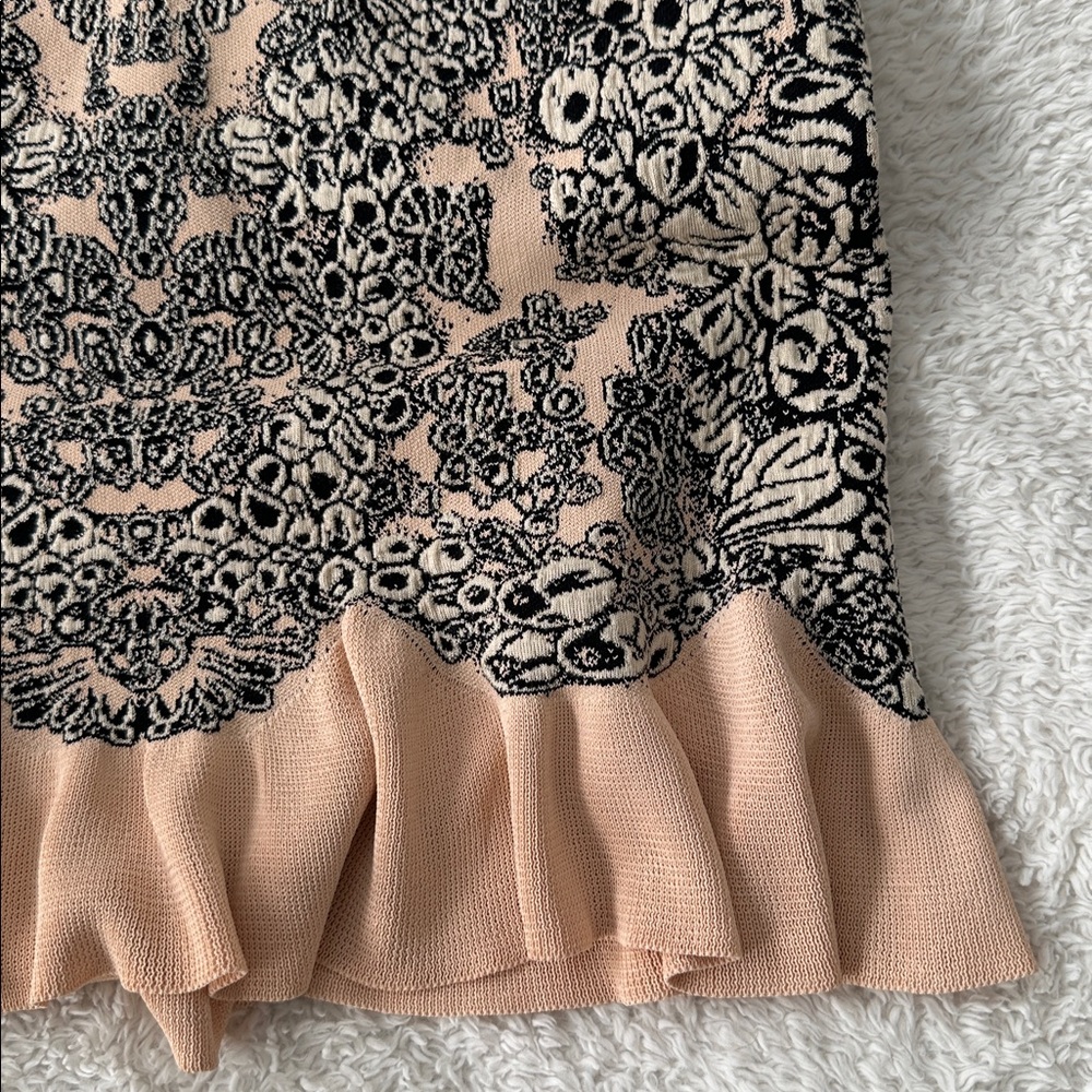 Alexander McQueen Sleeveless Blush Black Motif Jacquard Knit Dress Size L - Picture 13 of 16